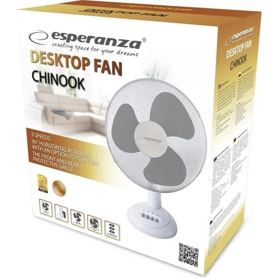 Esperanza CHINOOK 12" Bordventilator Hvid/Grå