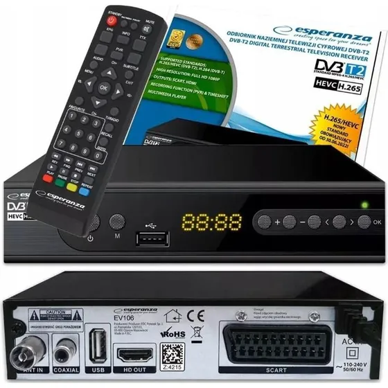 Esperanza EV106R DVB-T2 Digitalboks, sort