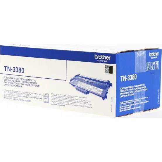 Brother TN-3380 Sort Toner, 8.000 sider, original