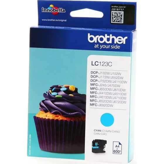 Brother LC123C Cyan Blækpatron, 600 sider