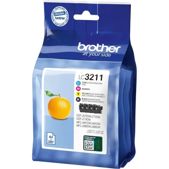 Brother LC3211VALDR Multipak: Sort, Cyan, Magenta, Gul