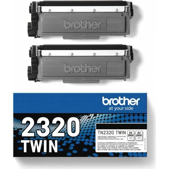 Brother TN2320TWIN Sort Twin-pak, 2 x 2.600 sider
