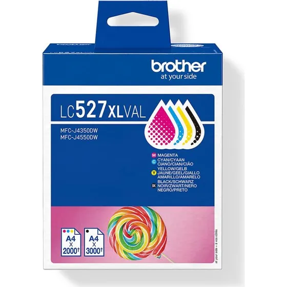 Brother LC527XLVAL 4-pak Højtydende Sort/Cyan/Magenta/Gul Original