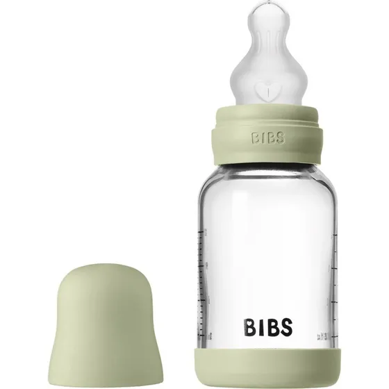 BIBS Glass Sutteflaske 120 ml (Glas/Silikone) - Sage