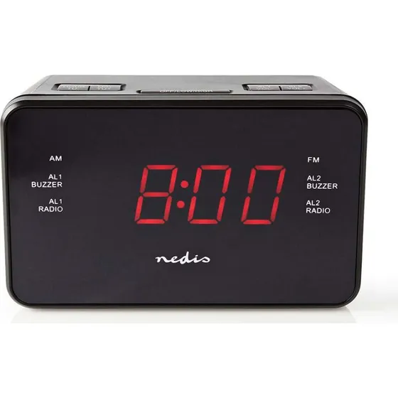 Nedis Digital Vækkeur Radio CLAR002BK | 2 Alarmer | LED-Display | AM/FM