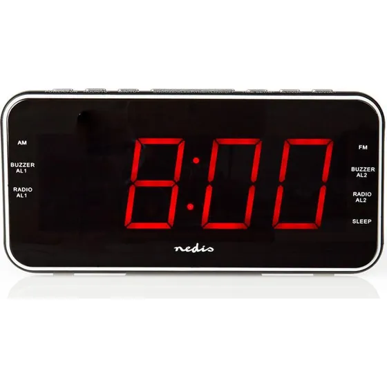 Nedis Digital Vækkeur Radio CLAR004BK | 2 Alarmer | AM/FM | LED Display | Sort