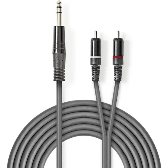 Nedis OnStage 6,35 mm til 2x RCA audio-kabel, 1,5 m, mørkegrå
