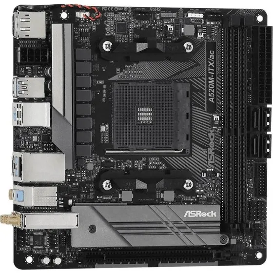 ASRock A520M-ITX/ac Mini ITX-bundkort, AM4, Wi-Fi & Bluetooth