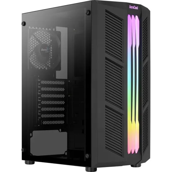 AeroCool Prime Midi Tower, sort, med hærdet glas, uden strømforsyning