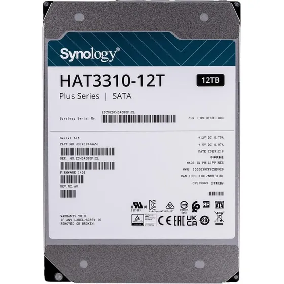 Synology HAT3310-12T 12 TB 3,5" SATA 7200 RPM NAS-harddisk