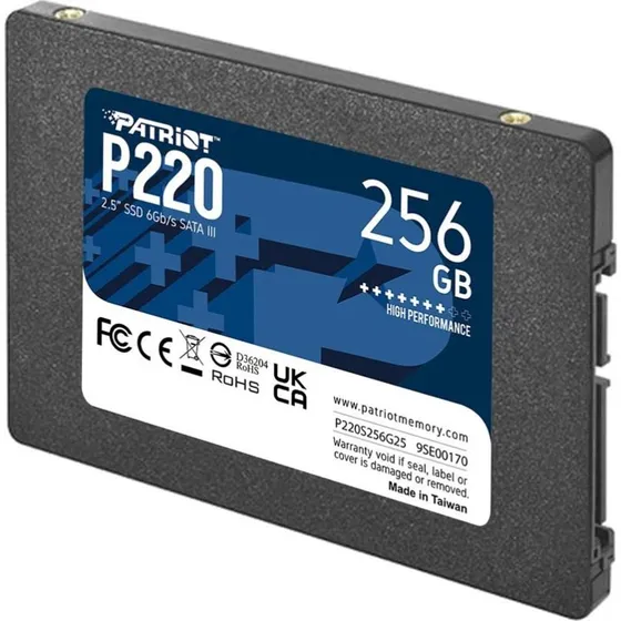 Patriot P220 256 GB 2,5" SATA III SSD, sort