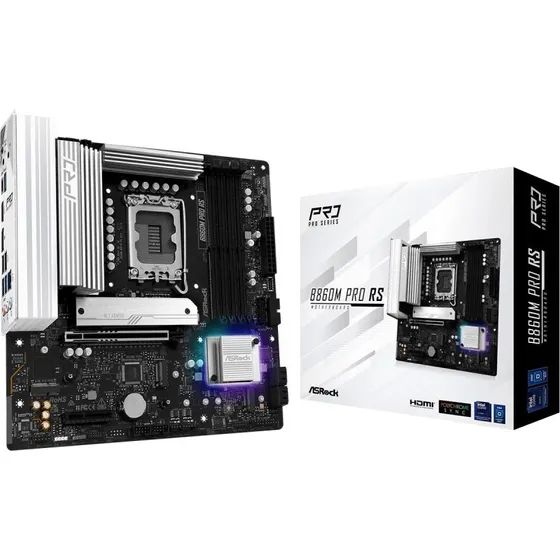 ASRock B860M Pro RS Bundkort, micro ATX, LGA1851, DDR5