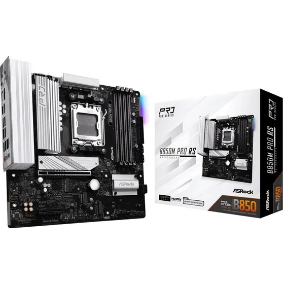 ASRock B850M Pro RS Bundkort, AMD AM5, mATX, DDR5