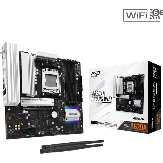 ASRock A620AM PRO RS WiFi micro ATX bundkort, AM5, DDR5
