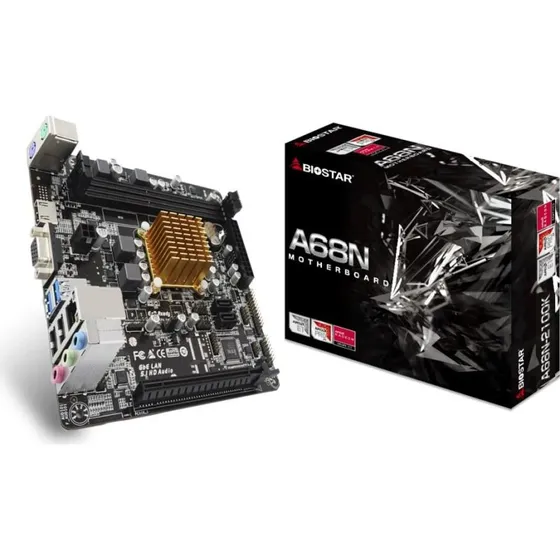 Biostar A68N-2100K Mini ITX-bundkort med AMD E1-6010