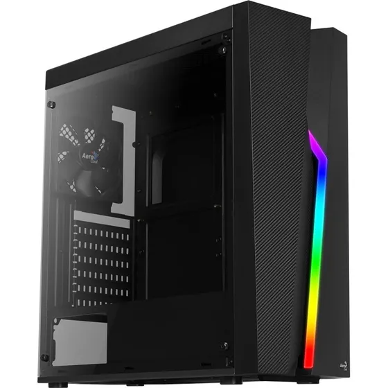 AeroCool Bolt V Series ATX Mid Tower Sort med RGB-vindue