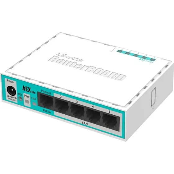 MikroTik hEX lite RB750r2, kablet, hvid, 5-port