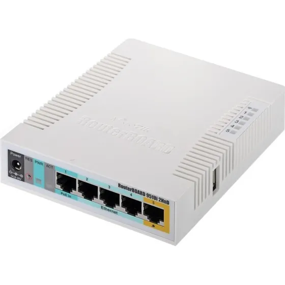 MikroTik RB951Ui-2HnD PoE Trådløs Router 2,4 GHz Hvid