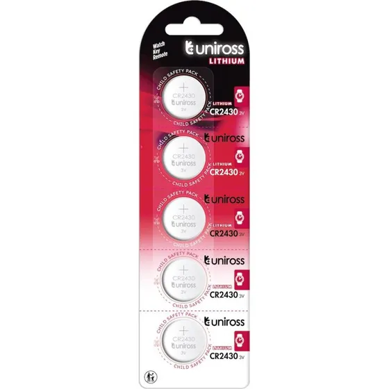 Uniross CR2430 3V Lithium Knapcelle, 5 stk.