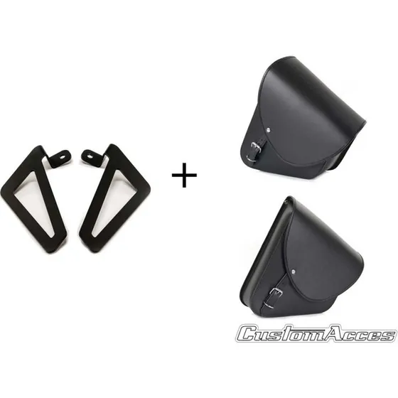 CUSTOM ACCES Sidetasker 'Barcelona' sæt med sorte bøjler (APB002N)