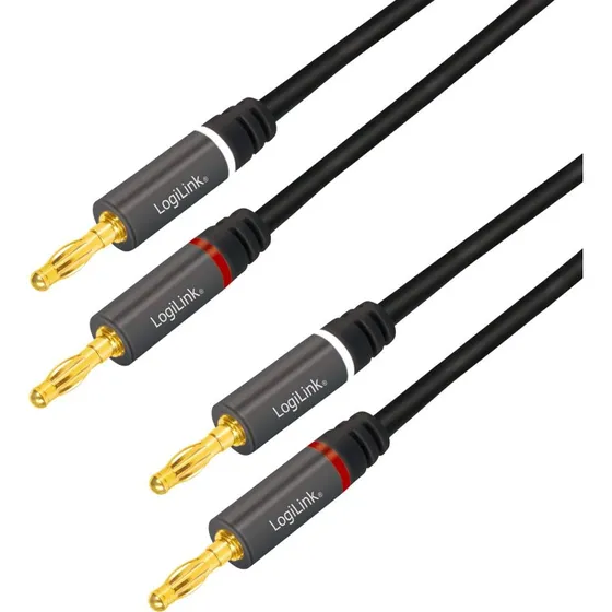 LogiLink Højttalerkabel 2x2,5 mm² Sort 3 m med Bananstik
