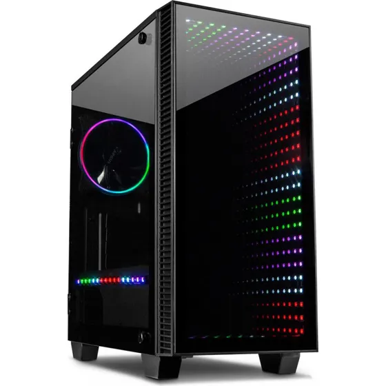 Inter-Tech X-608 Infinity Micro Tower, sort med hærdet glas, micro ATX