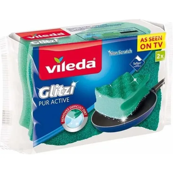 Vileda Glitzi Pur Active Opvaskesvamp 2 stk. Grøn