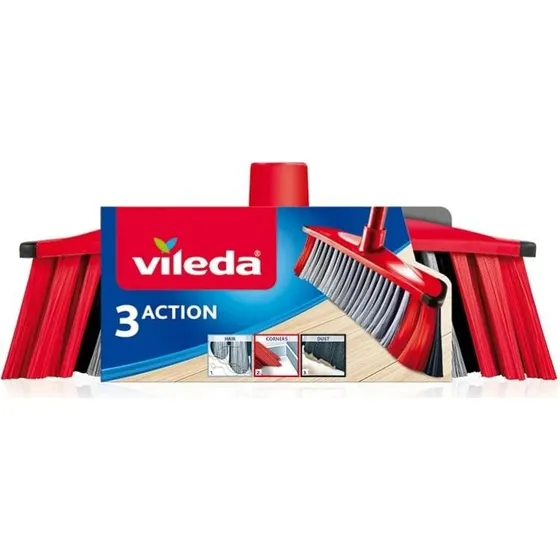 Vileda 3Action Kostehoved Sort/Rød/Grå
