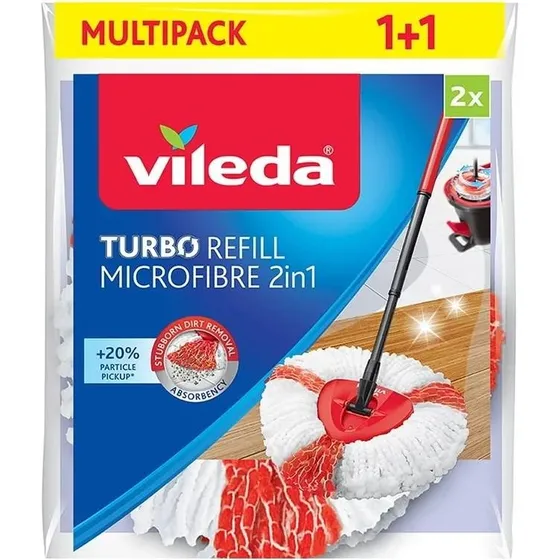 Vileda Turbo 2in1 Refill 2 stk. Rød/Hvid