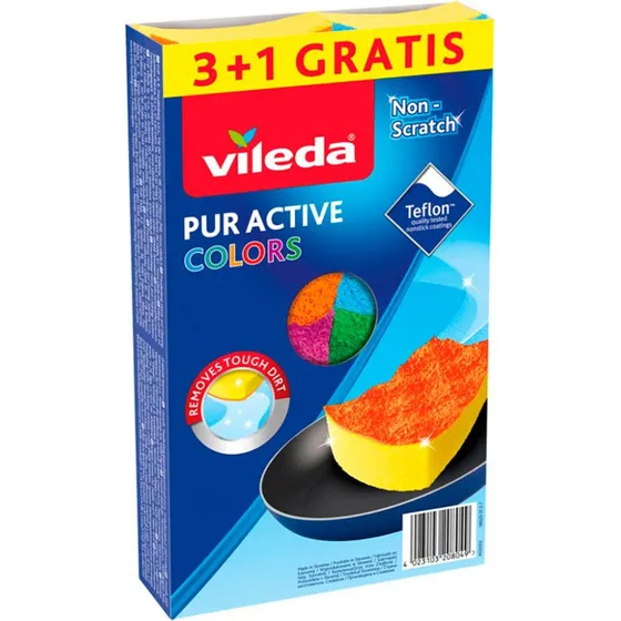 Vileda Pur Active Colors Skurresvamp (4pk)