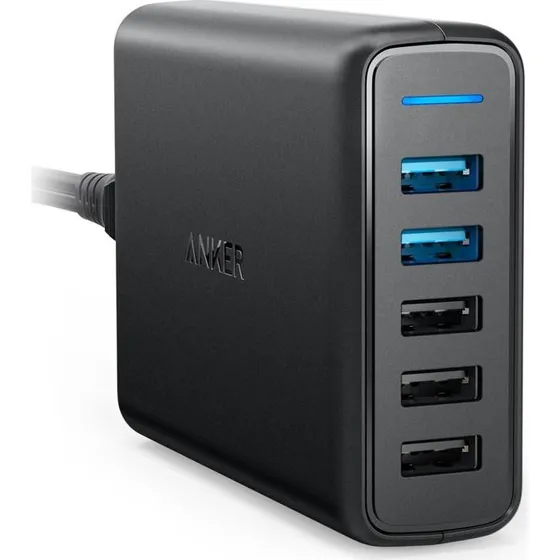 Anker PowerPort Speed 5 63W 5-port USB vægoplader, sort