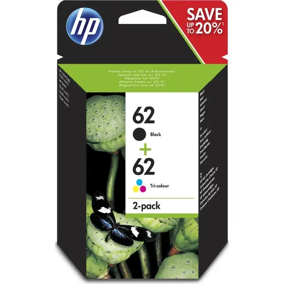 HP 62 Farve + Sort Blæk 2-pak (N9J71AE)