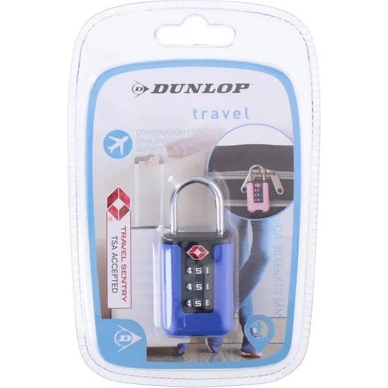 Dunlop TSA kombinationslås, blå (3-cifret)