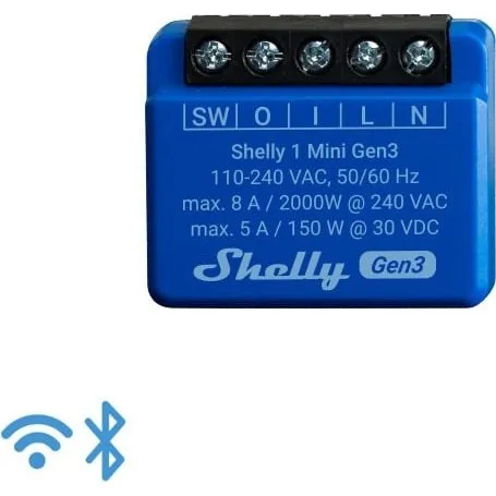 Shelly 1 Mini Gen3 Smart Kontakt 1P Blå