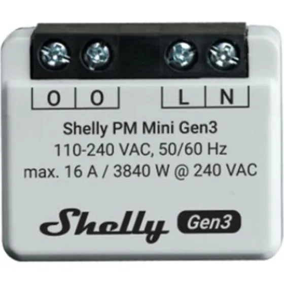 Shelly Mini 1PM Gen3 Smart-stik, Grå, Bluetooth 4.2 & WiFi