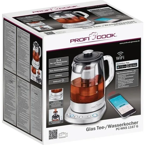 ProfiCook PC-WKS 1167G Glas Trådløs Elkedel 1,5 L