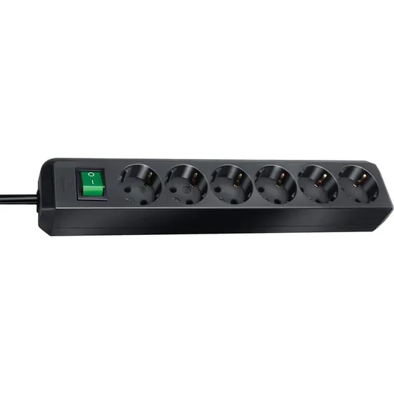 Brennenstuhl Eco-Line 6-vejs strømskinne, sort, 1,5 m