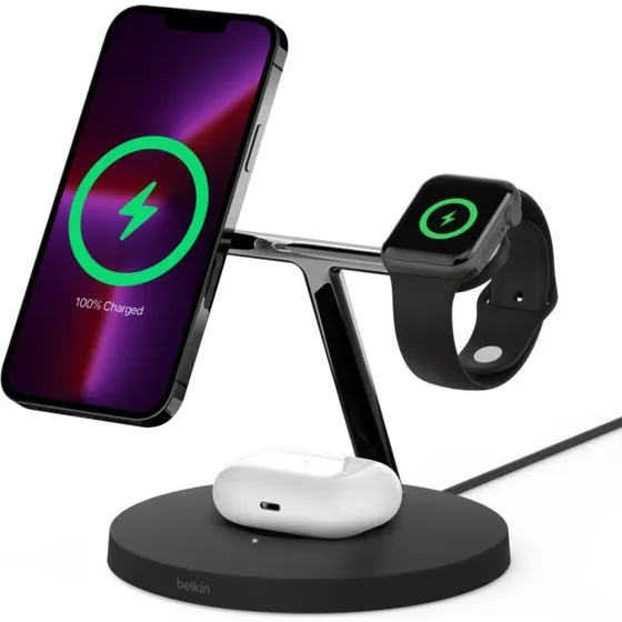 Belkin BoostCharge Pro 3-i-1 MagSafe-trådløs lader, sort, 15W
