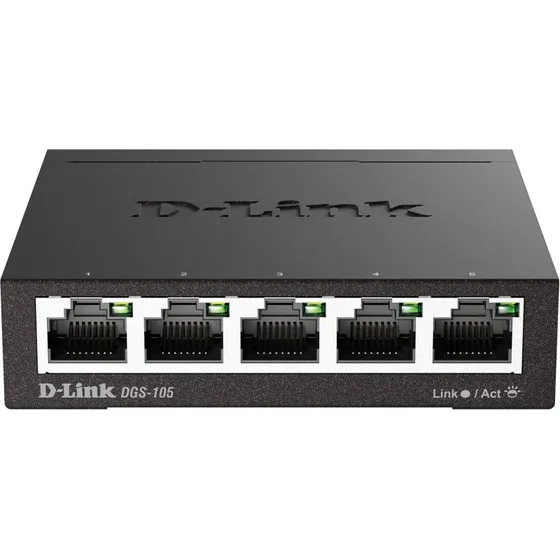 D-Link DGS-105 5-port Gigabit Ethernet-switch, metalhus