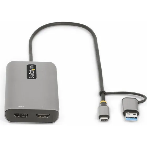 StarTech USB-C Multiport Adapter, 2 HDMI, 3 USB-A, M1/M2 MacBook, sølv
