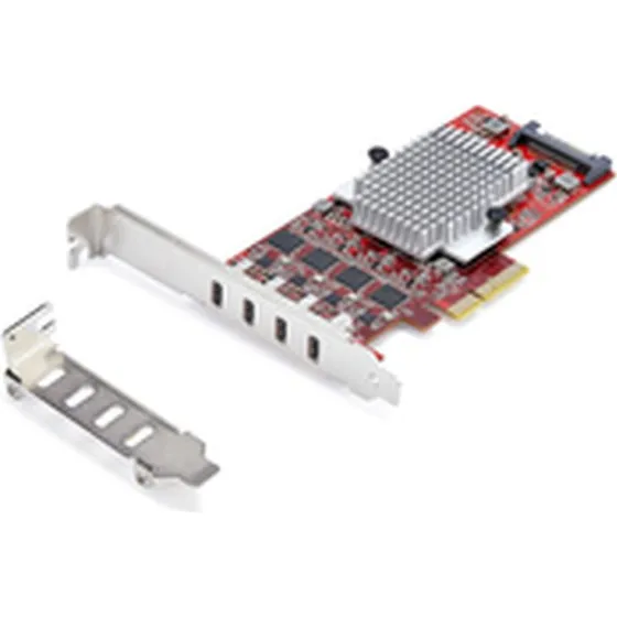 StarTech 4-Port USB-C PCIe Kort, Rødt, 10Gb