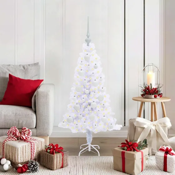 vidaXL Kunstigt Juletræ 120 cm Hvid med 150 LED'er