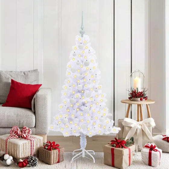 vidaXL Kunstigt juletræ 150 cm hvid med 150 LED'er