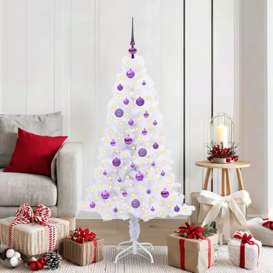 vidaXL Kunstigt Juletræ 150 cm Hvid med 150 LED'er