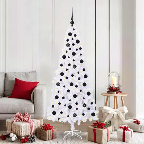 vidaXL Kunstigt Juletræ 180 cm Hvid med 300 LED'er