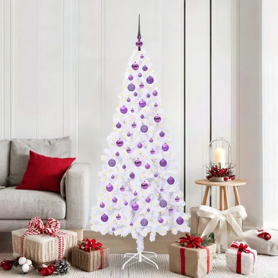 vidaXL Kunstigt Juletræ 180 cm Hvid med 300 LED'er