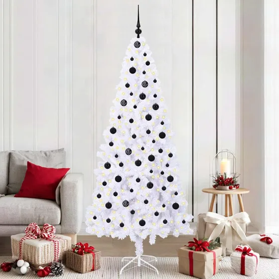 vidaXL Kunstigt juletræ 210 cm med 300 LED'er, hvid