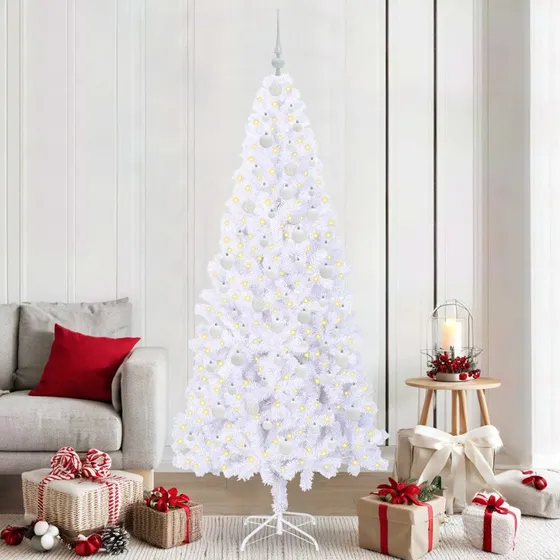 vidaXL Kunstigt juletræ 210 cm med 300 LED'er, Hvid
