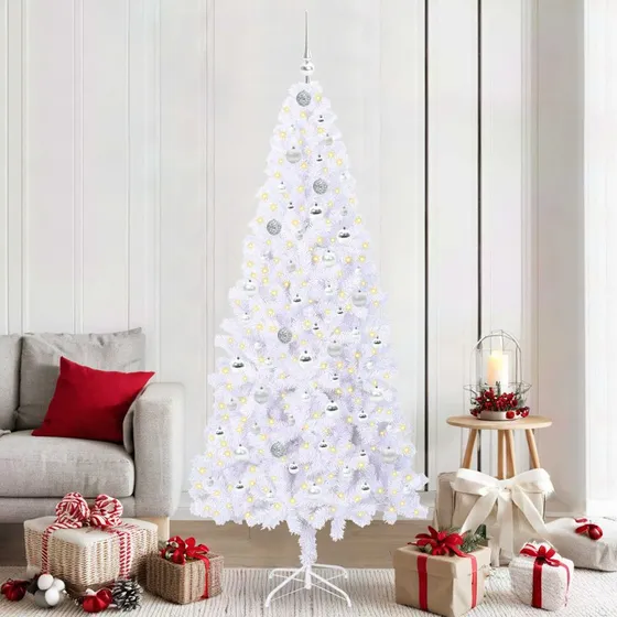 vidaXL Kunstigt juletræ 210 cm med 300 LED'er, hvid