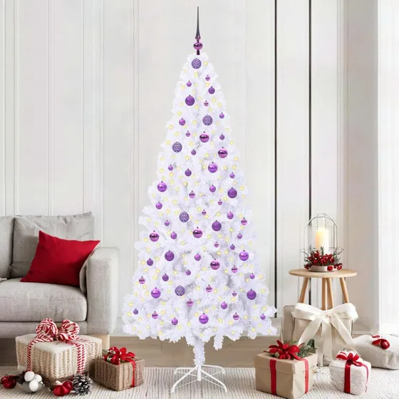 vidaXL Kunstigt juletræ 210 cm med 300 LED'er, Hvid